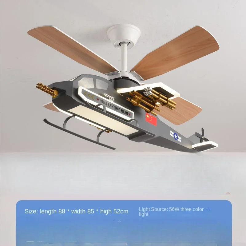 DecorBites™ Children's Room Airplane Helicopter Fan Light - Creative Boy Bedroom Ceiling Light