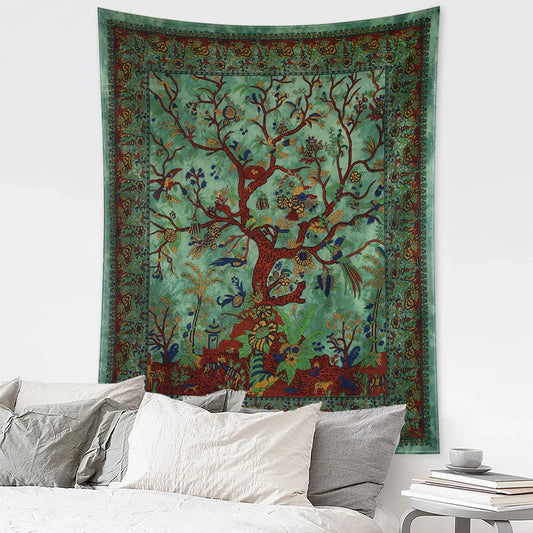 Decobites Flower Bird Life Tree Tapestry Wall Hanging Art Psychedelic Bohemian Decor