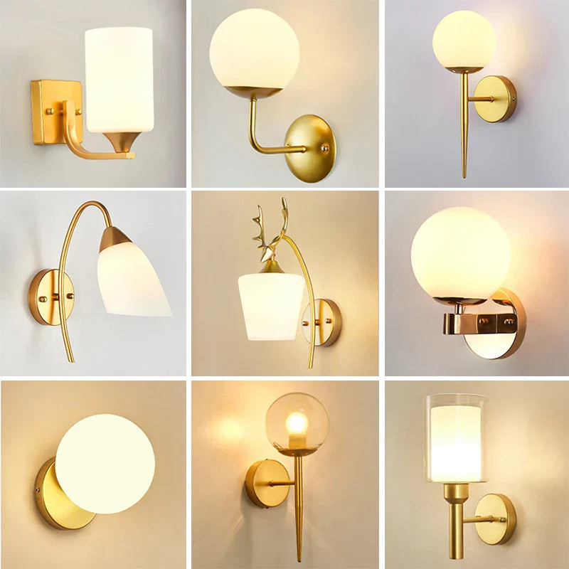 DecorBites™ Iron Wall Lamp with Glass Ball, Elegant Sconce Light for Home Stairs and Reading