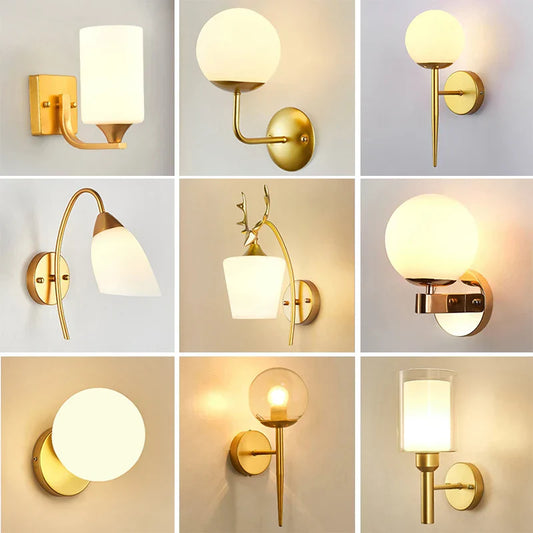 DecorBites™ Iron Wall Lamp with Glass Ball, Elegant Sconce Light for Home Stairs and Reading