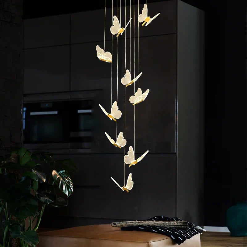 DecorBites™ Golden Butterfly LED Chandelier: Modern Nordic Stylish Interior Lighting for Living Room, Bedroom & Kitchen.