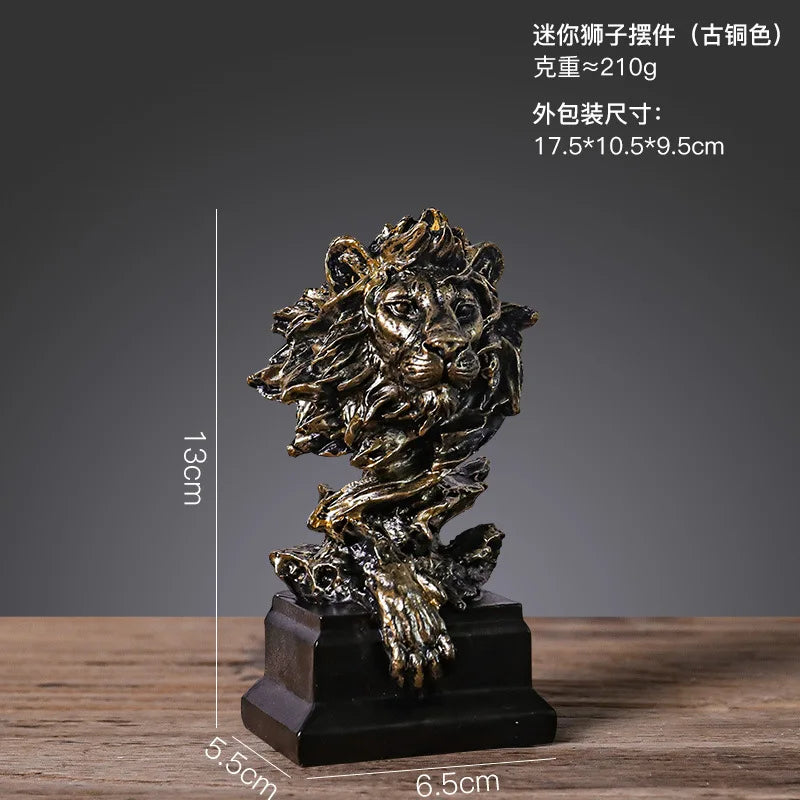 Decorbites™ Löwenkopf-Harzstatue Vintage Tier-Imitat-Bronze Heim- und Büro-Dekoration