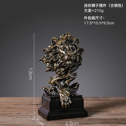 Decorbites™ Löwenkopf-Harzstatue Vintage Tier-Imitat-Bronze Heim- und Büro-Dekoration