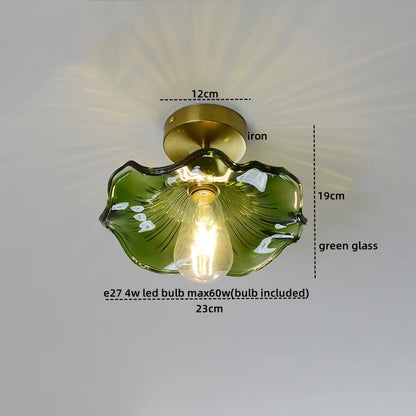 DecorBites™ Green Glass LED Ceiling Light Modern Iron Copper Lampara Techo for Home Decor