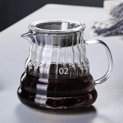 DecorBites™ Glass Coffee Carafe, 600ml Pour Over Pot with Rubber Lid