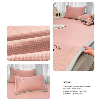 DecorBites™ Bear Jacquard Ice Bean Mat Set - Cooling Bed Sheet for Kids & Adults