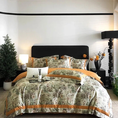 DecorBites™ Egyptian Cotton Bedding Set: King Queen Europe Sheet Duvet Cover Pillowcase