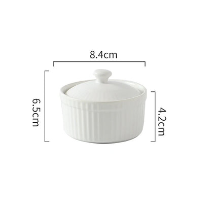 DecorBites™ Ceramic Dessert Bowl with Cover, Small Porcelain Soup Bowl, Cake Baking Mold