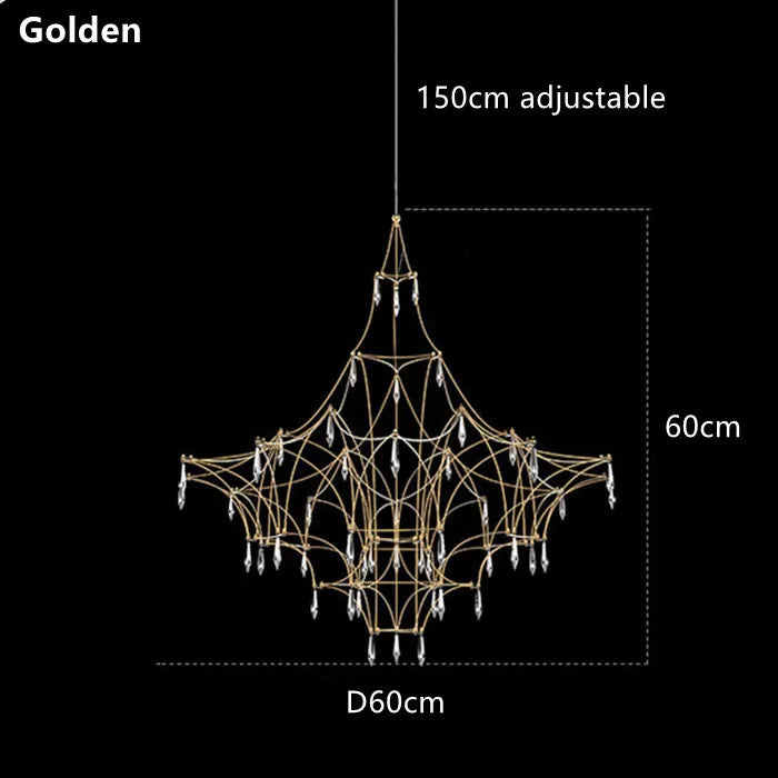DecorBites™ Golden Lustre Crystal Chandelier for Living Dining Bedroom LED Lights