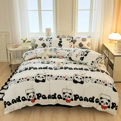 DecorBites™ Children Cartoon Print Bedding Set, Double-Layer Yarn Quilt Cover, Cozy Bedroom Decor