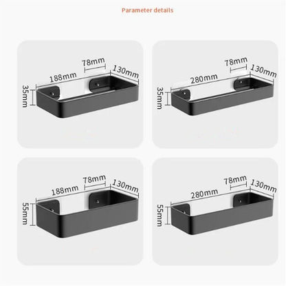 DecorBites™ Black Aluminum Bathroom Corner Shelf Wall Mounted Storage Holder
