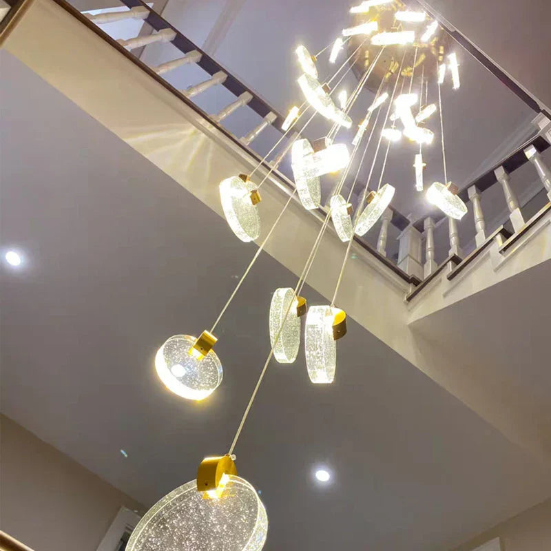Lámpara de escalera LED de cristal DecorBites™ para sala de estar nórdica, villa y restaurante
