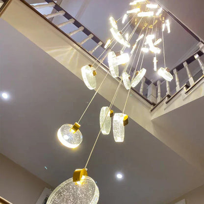 Lámpara de escalera LED de cristal DecorBites™ para sala de estar nórdica, villa y restaurante