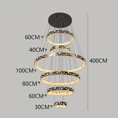 DecorBites™ Crystal Chandelier Stair Pendant Lamp Living Room Pendant Lights Interior Lighting