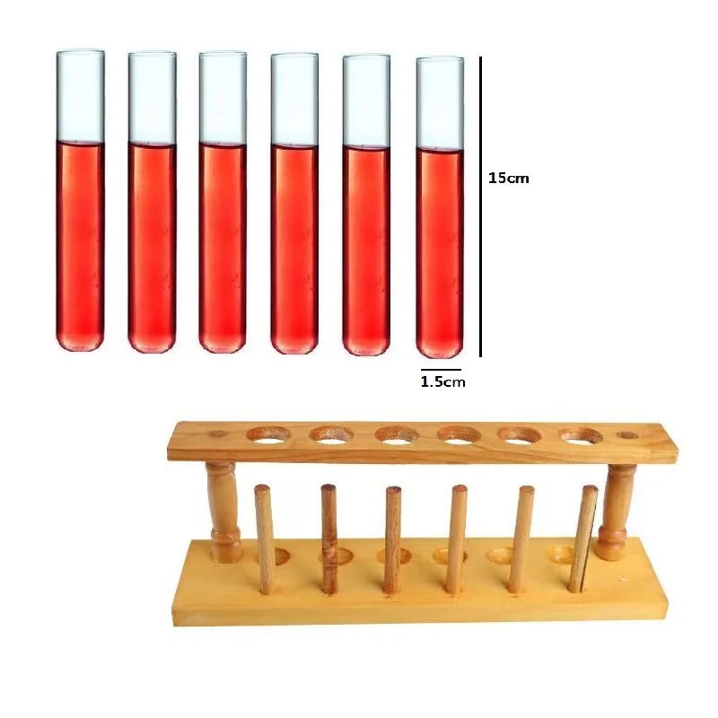 DecorBites™ 6-Piece Test Tube Cocktail Glass Set with Free Rack Stand and Shot Glasses Holder