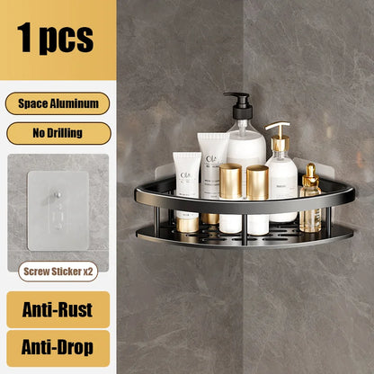 منظم رفوف زاوية من الألومنيوم من DecorBites™ لتخزين الحمام والمطبخ