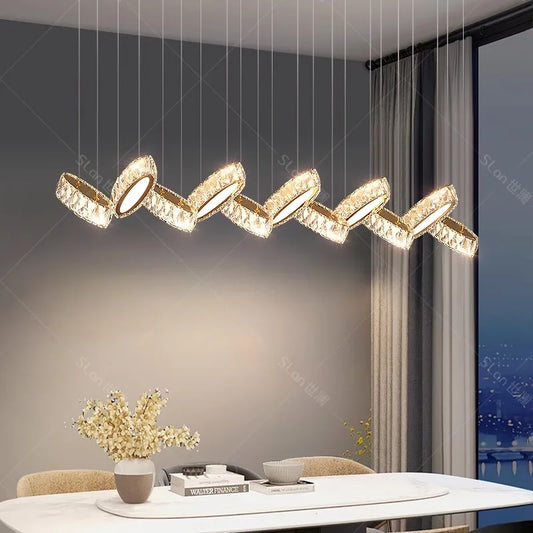 DecorBites™ Crystal Chandelier Stair Pendant Lamp Living Room Interior Lighting