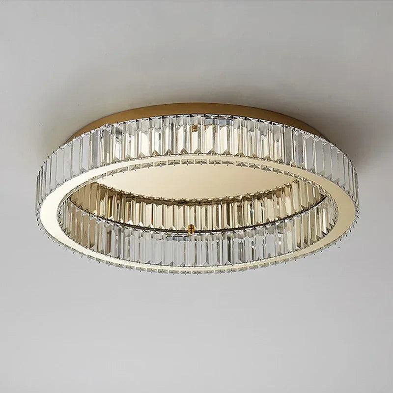 DecorBites™ Gold Crystal Ceiling Light Ring LED - Modern Luxury Indoor Home Lighting