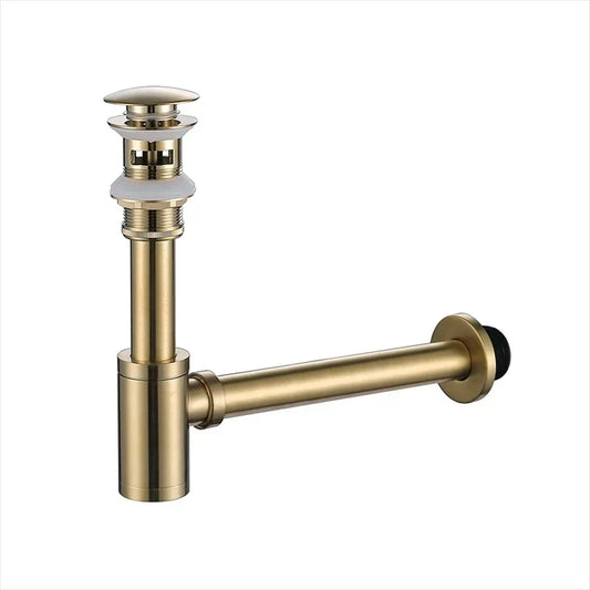 DecorBites™ Brass Round Siphon P-Trap Set with Pop-Up Drainer Gun Grey