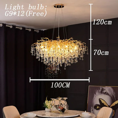 DecorBites™ Crystal Chandelier: Modern LED Luxury for Living Room Decor & Lighting