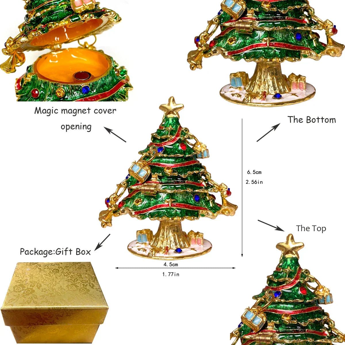 DecorBites™ Christmas Jewelry Trinket Box Wedding Ring Holder Dressing Table Decoration Gift