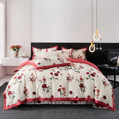 DecorBites™ Egyptian Cotton Bedding Set Queen King Ru Double Size Print Bed Linens