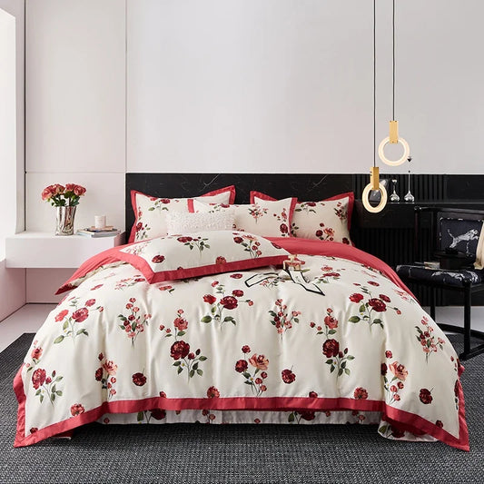 DecorBites™ Egyptian Cotton Bedding Set Queen King Ru Double Size Print Bed Linens