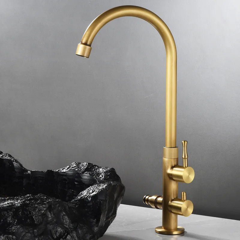 DecorBites™ Brass Outdoor Faucet with Double Function, Deck Mounted Tall Antique Garden Tap
