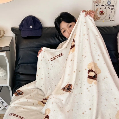 Manta estampada de terciopelo fino de doble cara DecorBites™ para adultos - Ropa de cama y decoración de sofá para primavera y otoño