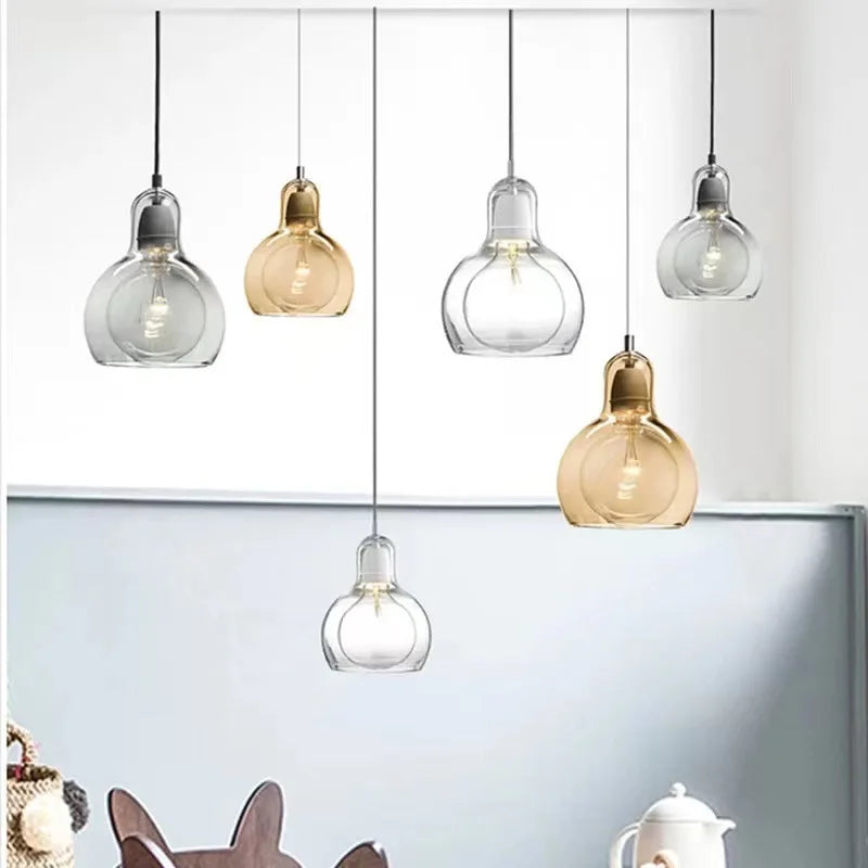 Decorbites™ Kürbisglas-Hängeleuchter in klarem Bernstein Modernes Esszimmer-Hängeleuchte