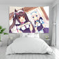 Decobites Nekoparas Wall Tapestry: Kawaii Pink Room Banner for Girls' Dormitory