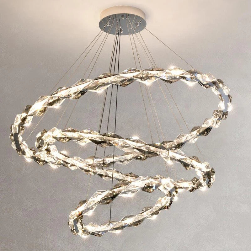 DecorBites™ Crystal Chandelier: Modern Minimalist LED Lighting for Living Room and Villa Home