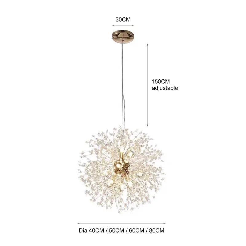 DecorBites™ Dandelion Chandelier: Luxury Crystal Pendant Lamp for Living Room and Bedroom