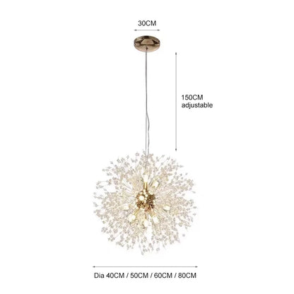 DecorBites™ Dandelion Chandelier: Luxury Crystal Pendant Lamp for Living Room and Bedroom