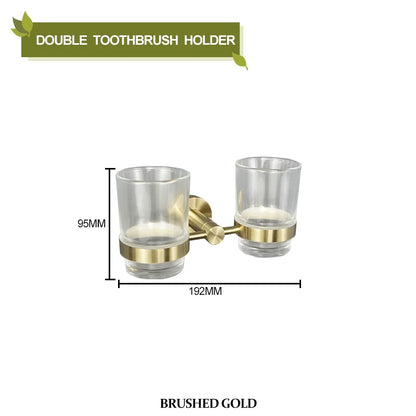 DecorBites™ Brushed Gold Bathroom Pendant Set: Toilet Brush Holder, Paper Holder, Towel Bar & More