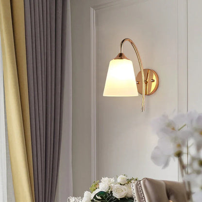 DecorBites™ Gold Glass Wall Lamp Bedroom Sconce for Hotel Living Room Aisle Staircase