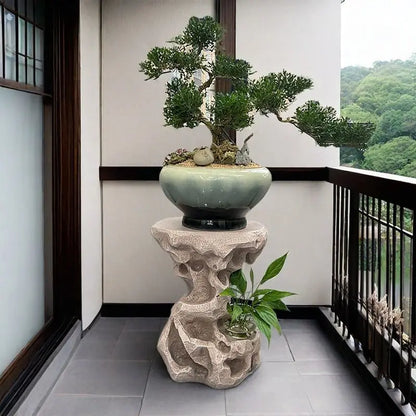 DecorBites™ Chinese Resin Floor Flower Stand, Modern Minimalist Living Room Decor