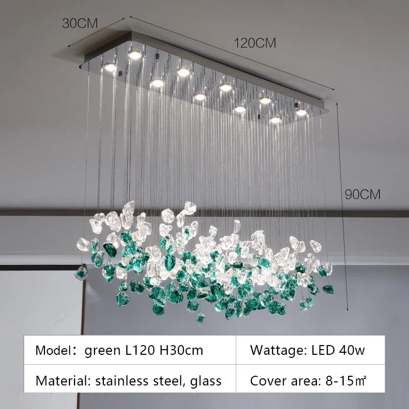 DecorBites™ Glass Stone Chandeliers: Modern Luxury LED Pendant Lights for Dining Room Art Decor