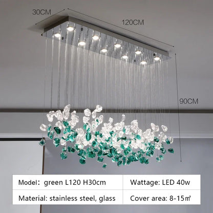 DecorBites™ Glass Stone Chandeliers: Modern Luxury LED Pendant Lights for Dining Room Art Decor