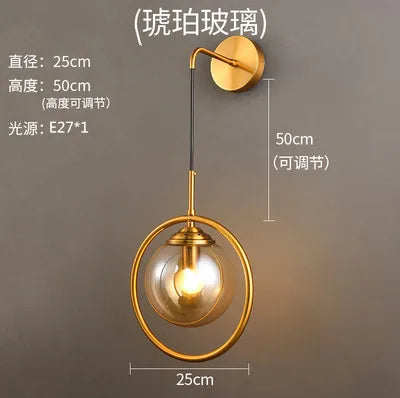 مصباح حائط LED على شكل كرة زجاجية من DecorBites™: شمعدان مرآة حمام عصري من الشمال، إضاءة ديكورية كلاسيكية