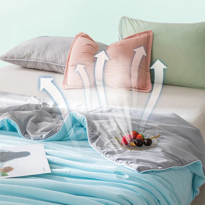 Decobites Premium Ice Cream Summer Quilt: High-End Cool Fiber, Soft & Breathable Quilted Blanket