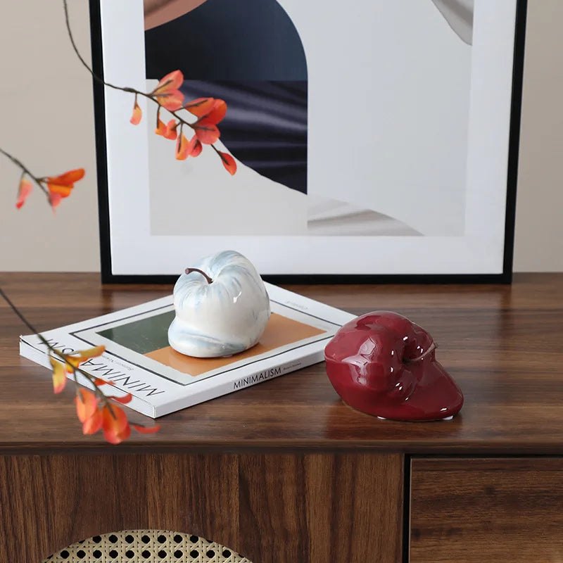 ديكور بايتس™ - زخارف سيراميك تجريدية على شكل تفاحة ذائبة - ديكور منزلي - حرف يدوية