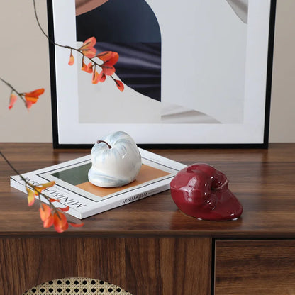 ديكور بايتس™ - زخارف سيراميك تجريدية على شكل تفاحة ذائبة - ديكور منزلي - حرف يدوية