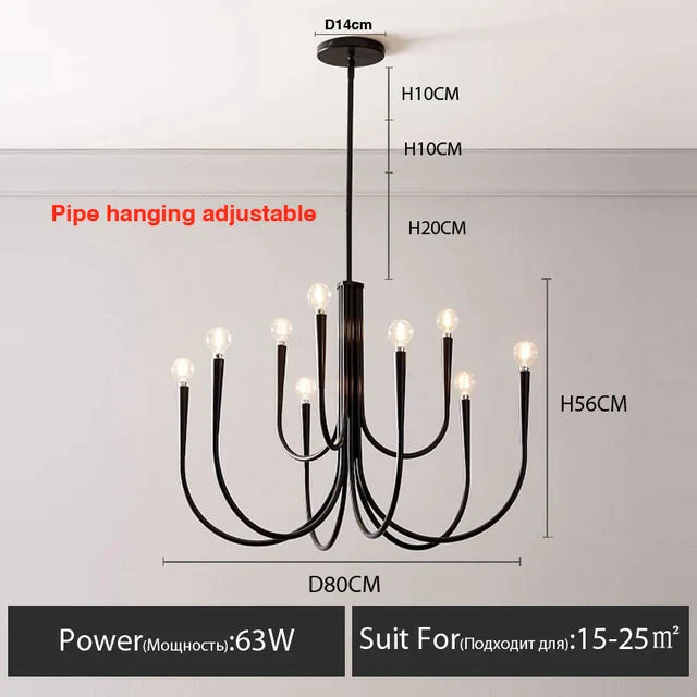 DecorBites™ Gold Chandelier: Modern Nordic Metal LED Lighting for Living Room, Kitchen, and Restaurant