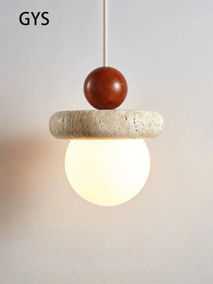 Lámpara de araña LED DecorBites™ de madera color crema piedra para dormitorio y habitación infantil