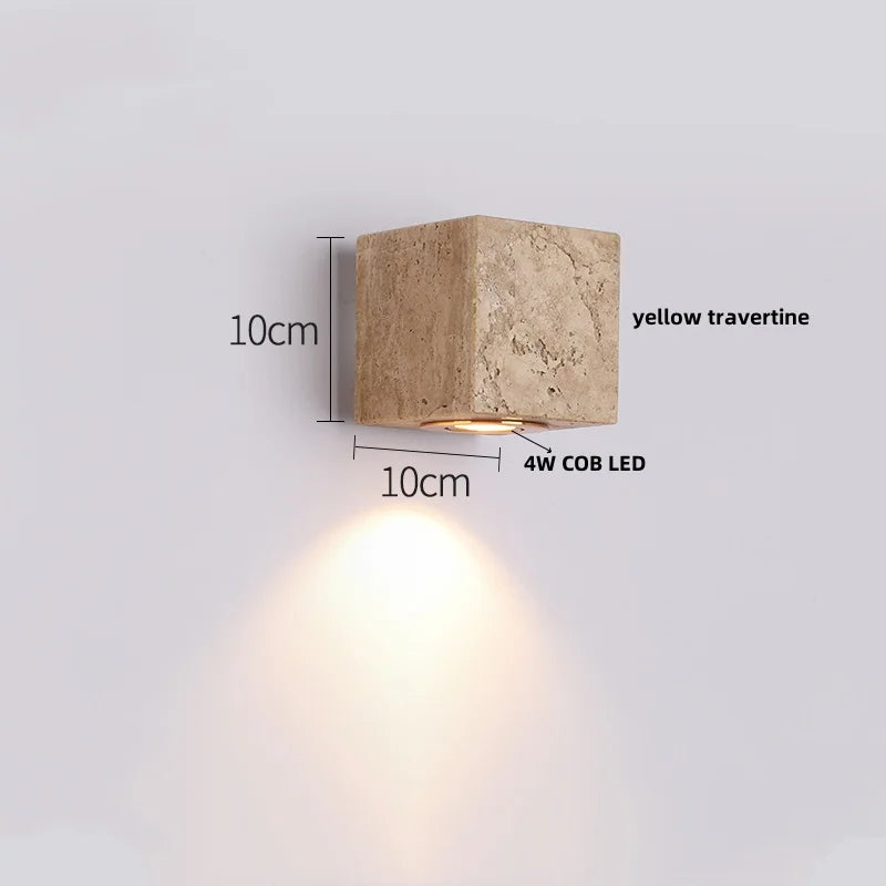 Decorbites™ Interruptor de Botón LED de Pared en Vidrio Blanco Travertino Amarillo - Diseño Moderno Nórdico