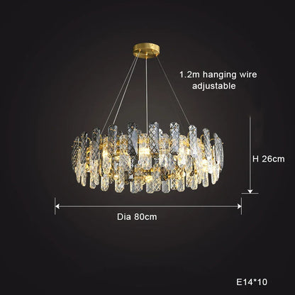 DecorBites™ Crystal Round Chandelier: Modern Dining Room Lighting Fixture, Nordic Style Decoration