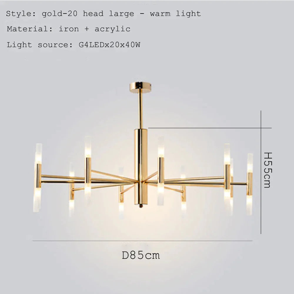 DecorBites™ Black Gold Art Decor Led Ceiling Chandelier for Modern Fashion Designer Home