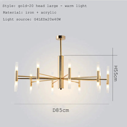 DecorBites™ Black Gold Art Decor Led Ceiling Chandelier for Modern Fashion Designer Home