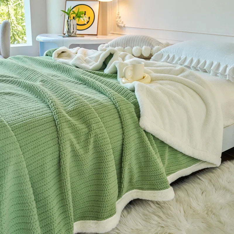 Manta DecorBites™ de piel sintética de conejo, suave y esponjosa, ideal para cama individual. Manta cálida y antiestática.